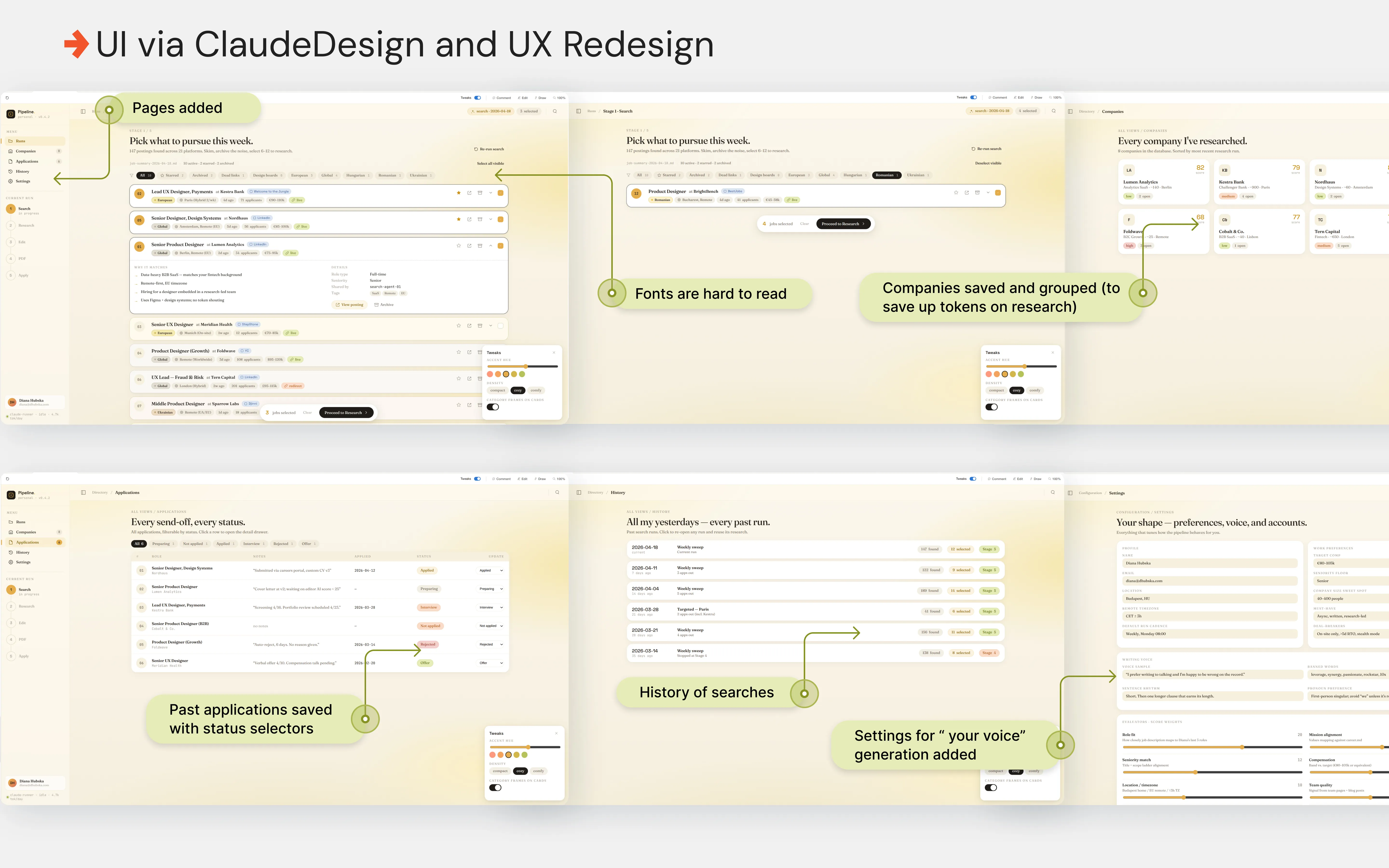 Interface redesign explored in Claude Design