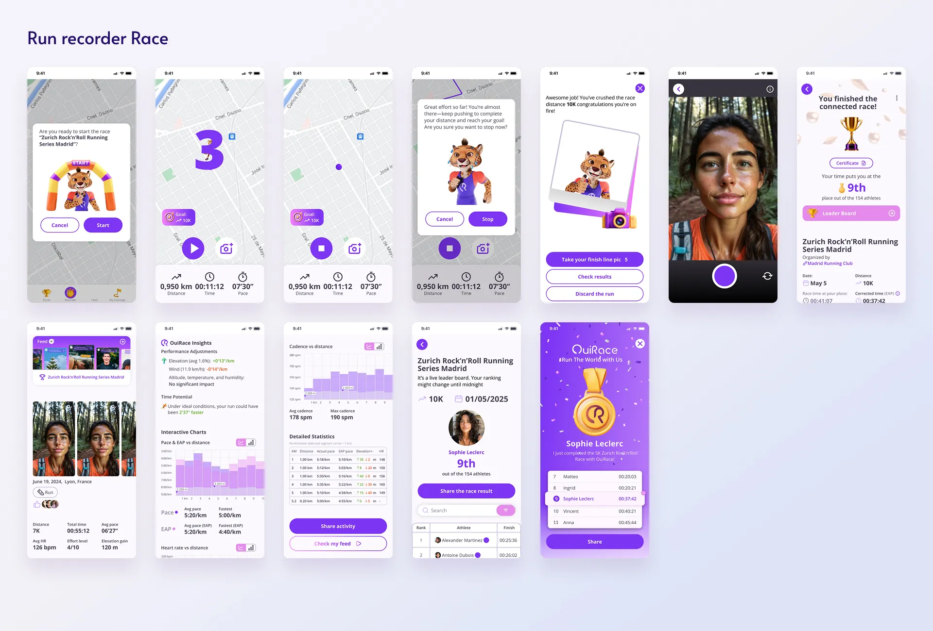 OuiRace mobile app, race detail and registration