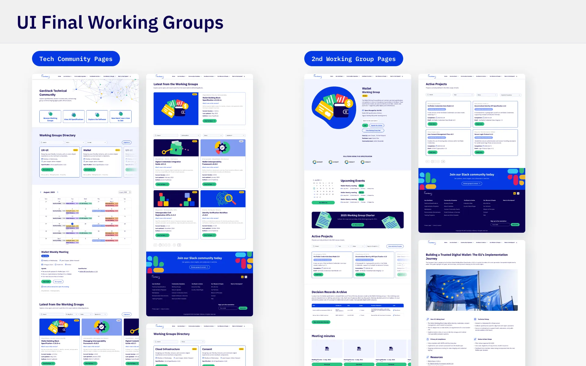 Final UI for the working groups hub
